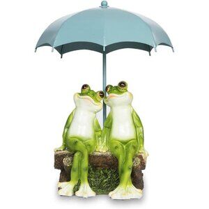 Frog Statue Garden - Resin Happy Couple Frogs on Bench Figurines - Summer Decor